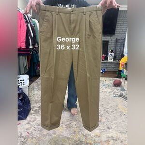 George Tan Khaki Straight-Leg Chinos